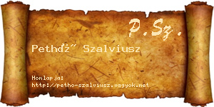 Pethő Szalviusz névjegykártya